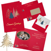 Elegant Gold Photo Modern Holiday Trees Christmas  箔グリーティングカード