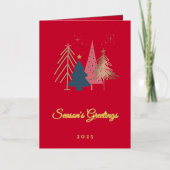 Elegant Gold Photo Modern Holiday Trees Christmas  箔グリーティングカード (正面)