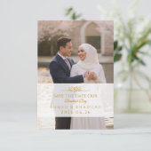 Elegant Gold Photo Save the Date Islamic Wedding  セーブザデート (スタンド正面)