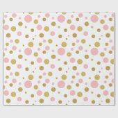 Elegant Gold & Pink Polka Dots ラッピングペーパー (フラット)
