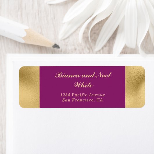 Elegant Gold Plum Return Address Labels ラベル (インサイチュ)