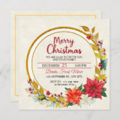 Elegant Gold & Poinsettia Christmas Party 招待状 (正面/裏面)
