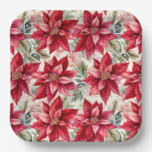 Elegant Gold Poinsettia Flower ペーパープレート (正面)