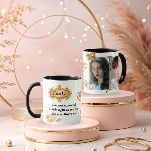 Elegant Gold Proposal Mug - "Will You Marry Me" Cu マグカップ