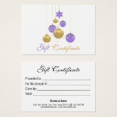 Elegant Gold Purple Christmas Ornament Gift Card (正面&裏面)