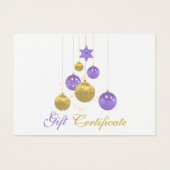 Elegant Gold Purple Christmas Ornament Gift Card (正面)
