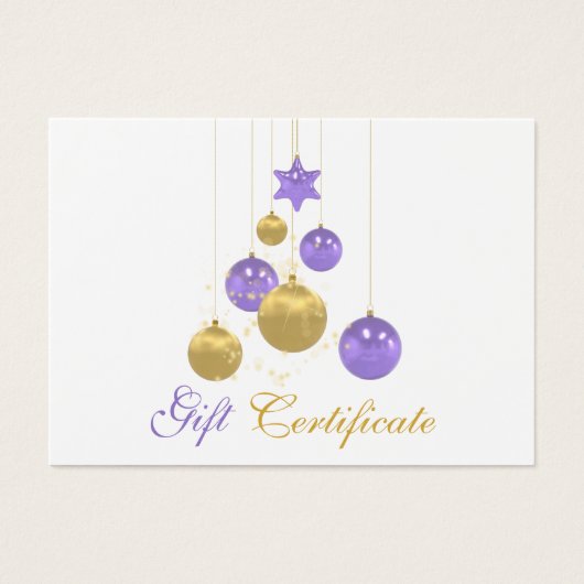 Elegant Gold Purple Christmas Ornament Gift Card (正面)