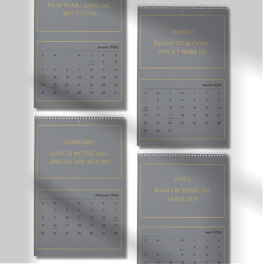 Elegant Gold Quote Calendar 2026 カレンダー