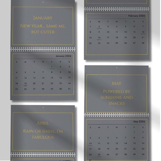 Elegant Gold Quote Calendar 2026 カレンダー