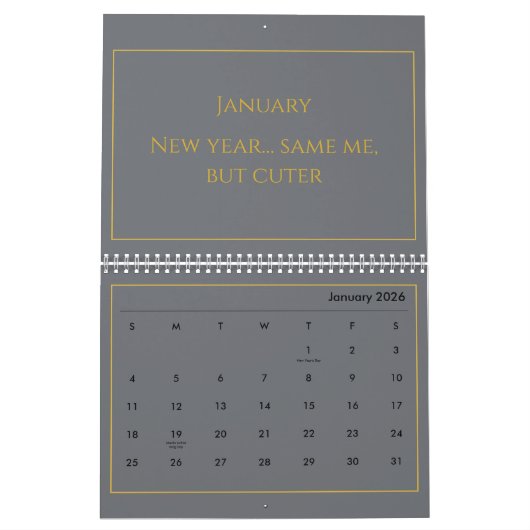 Elegant Gold Quote Calendar 2026 カレンダー (1月 2026)