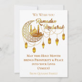 Elegant Gold Ramadan Mubarak Mosque Lanterns シーズンカード (正面)