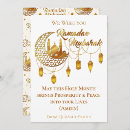Elegant Gold Ramadan Mubarak Mosque Lanterns シーズンカード
