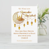 Elegant Gold Ramadan Mubarak Mosque Lanterns シーズンカード (スタンド正面)