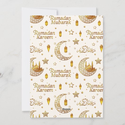 Elegant Gold Ramadan Mubarak Mosque Lanterns シーズンカード (裏面)
