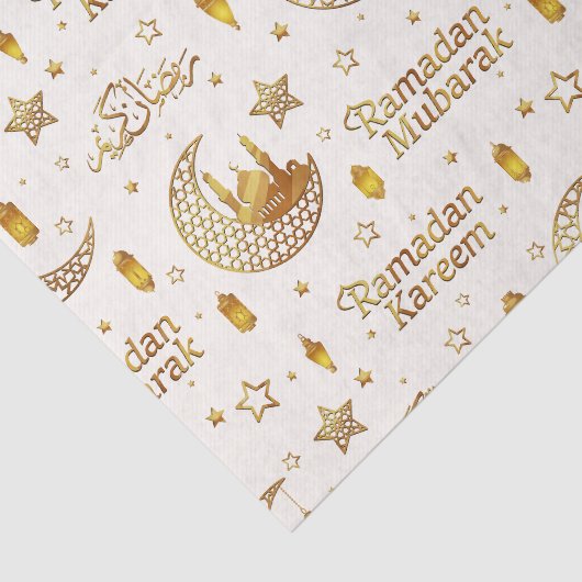 Elegant Gold Ramadan Mubarak Stars & Lantern Decor 薄葉紙 (詳細)