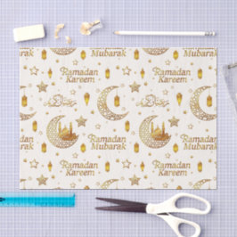 Elegant Gold Ramadan Mubarak Stars & Lantern Decor 薄葉紙