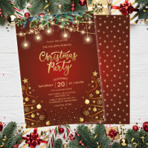 Elegant Gold Red Christmas House Corporate Party