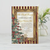 Elegant Gold & Red Christmas Party Invitation 招待状 (スタンド正面)