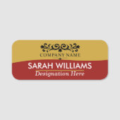 Elegant Gold Red Company Name Tag 名札 (正面)