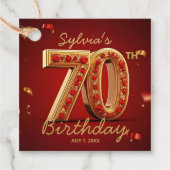 Elegant Gold Red Ruby Gemstone Jewel 70th Birthday フェイバータグ (正面)