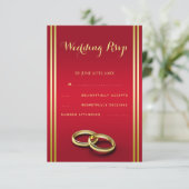Elegant Gold & Red, Wedding Rings Wedding 出欠カード (スタンド正面)