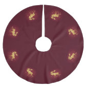 Elegant gold reindeer red merry christmas pattern ブラッシュドポリエステルツリースカート (正面)