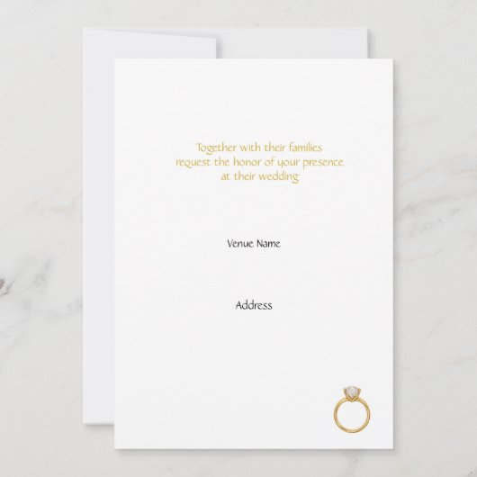 Elegant Gold Rings Classic Wedding Invitation 招待状 (裏面)