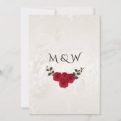 Elegant Gold Romantic Red Roses Wedding サンキューカード (裏面)