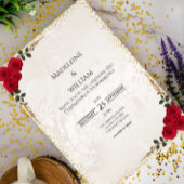 Elegant Gold Romantic Red Roses  Wedding 招待状