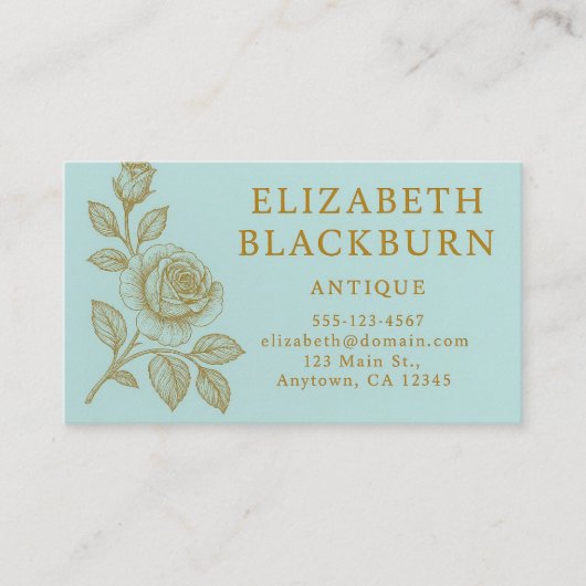 Elegant Gold Rose Vintage Business Card 名刺 (正面)