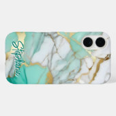 Elegant Gold Sage Green Marble Custom Name Case-Mate iPhoneケース (裏面 (横))
