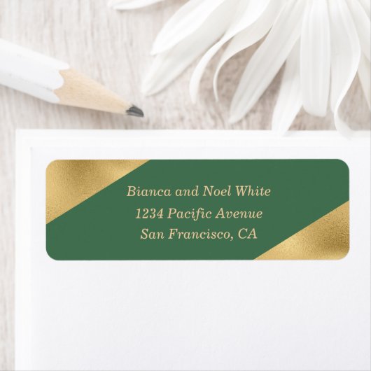 Elegant Gold Sage Green Return Address Labels ラベル (インサイチュ)