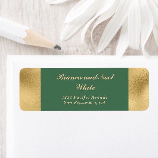 Elegant Gold Sage Green Return Address Labels ラベル (インサイチュ)