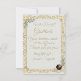 Elegant Gold Sage Holiday Thank You card サンキューカード