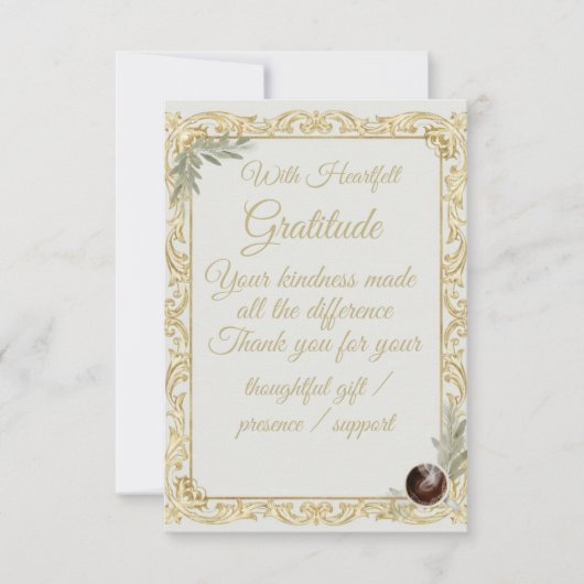 Elegant Gold Sage Holiday Thank You card サンキューカード (正面)
