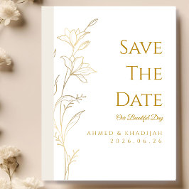 Elegant Gold Save the Date Islamic Wedding  セーブザデート