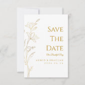 Elegant Gold Save the Date Islamic Wedding  セーブザデート (正面)