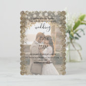 Elegant Gold Scalloped Photo Wedding Invitation 招待状 (スタンド正面)
