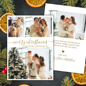 Elegant Gold Script 3 Photo Collage Christmas シーズンカード