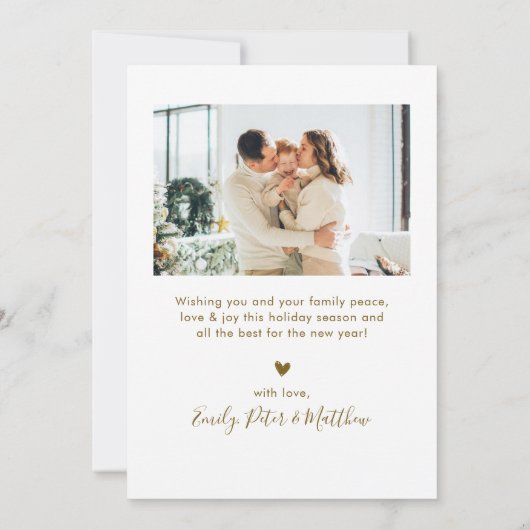 Elegant Gold Script 3 Photo Collage Christmas シーズンカード (裏面)