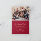 Elegant Gold Script 3 Photo Collage Red Christmas シーズンカード (内部)