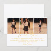 elegant gold script 3 photo graduation  thank you ノートカード (正面/裏面)