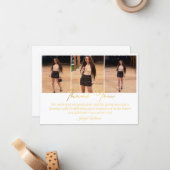 elegant gold script 3 photo graduation  thank you ノートカード (正面/裏面インサイチュ)
