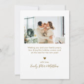 Elegant Gold Script 4 Photo Collage Christmas シーズンカード (裏面)