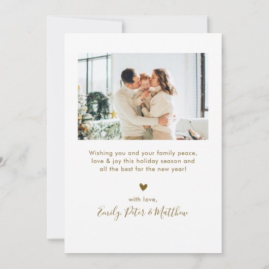 Elegant Gold Script 4 Photo Collage Christmas シーズンカード (裏面)