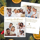 Elegant Gold Script 5 Photo Collage Christmas シーズンカード