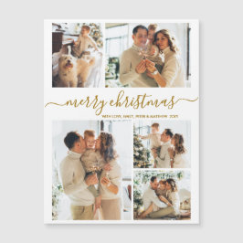 Elegant Gold Script 5 Photo Merry Christmas 