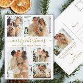 Elegant Gold Script 6 Photo Collage Christmas ポストカード
