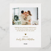 Elegant Gold Script 6 Photo Collage Christmas Real 箔シーズンカード (裏面)