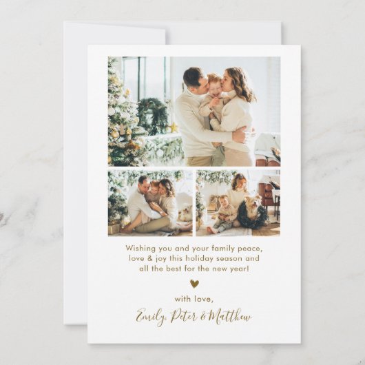 Elegant Gold Script 8 Photo Collage Christmas  シーズンカード (裏面)